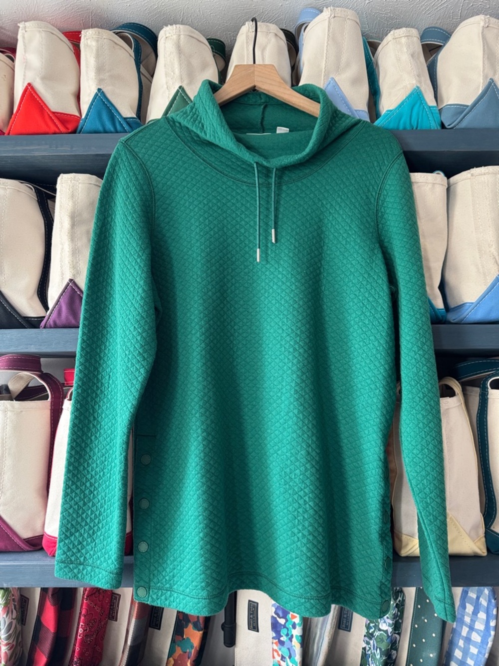 L.L. Bean Green Quilted Pullover Sweatshirt